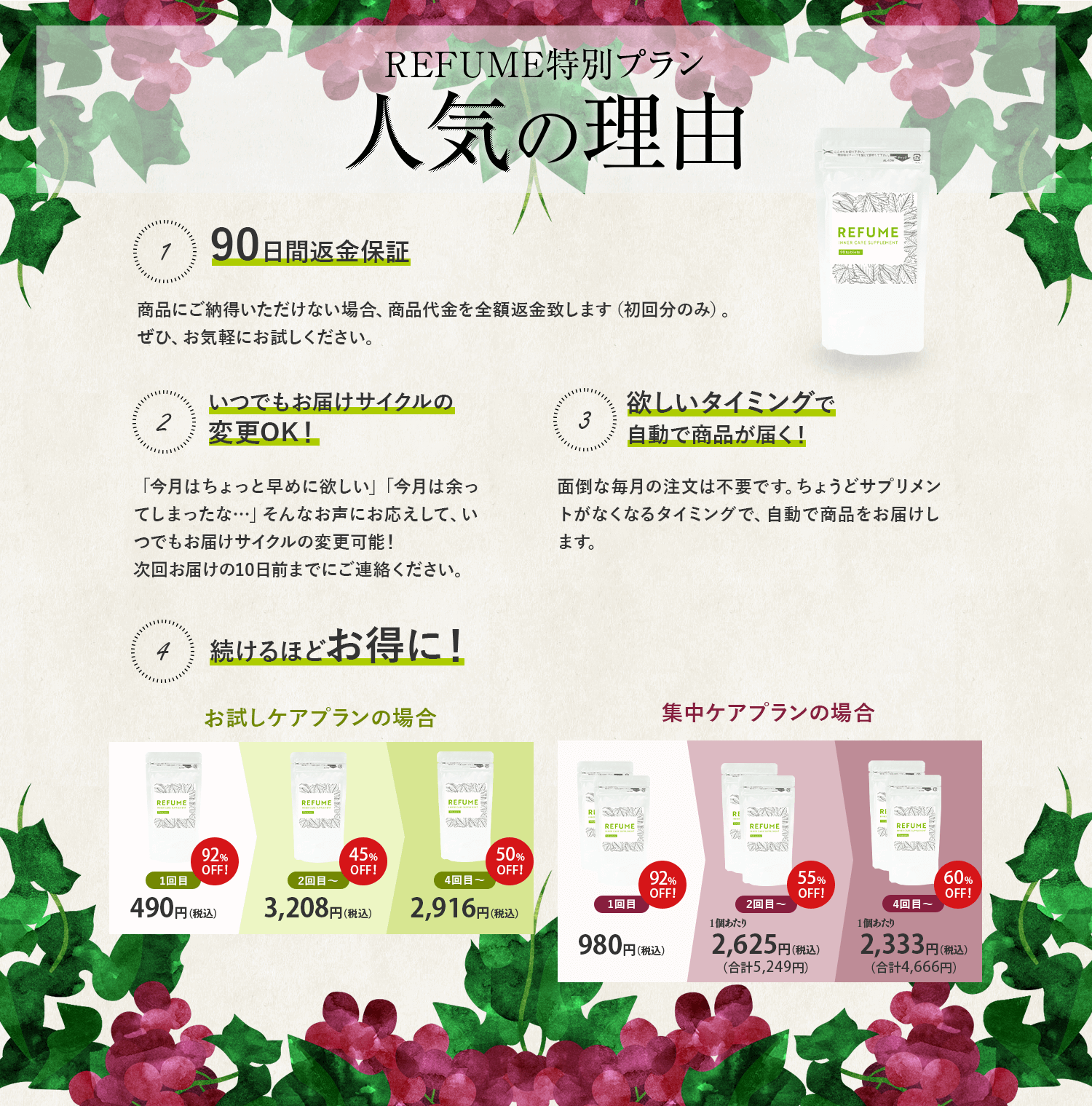 REFUME特別プラン 人気の理由