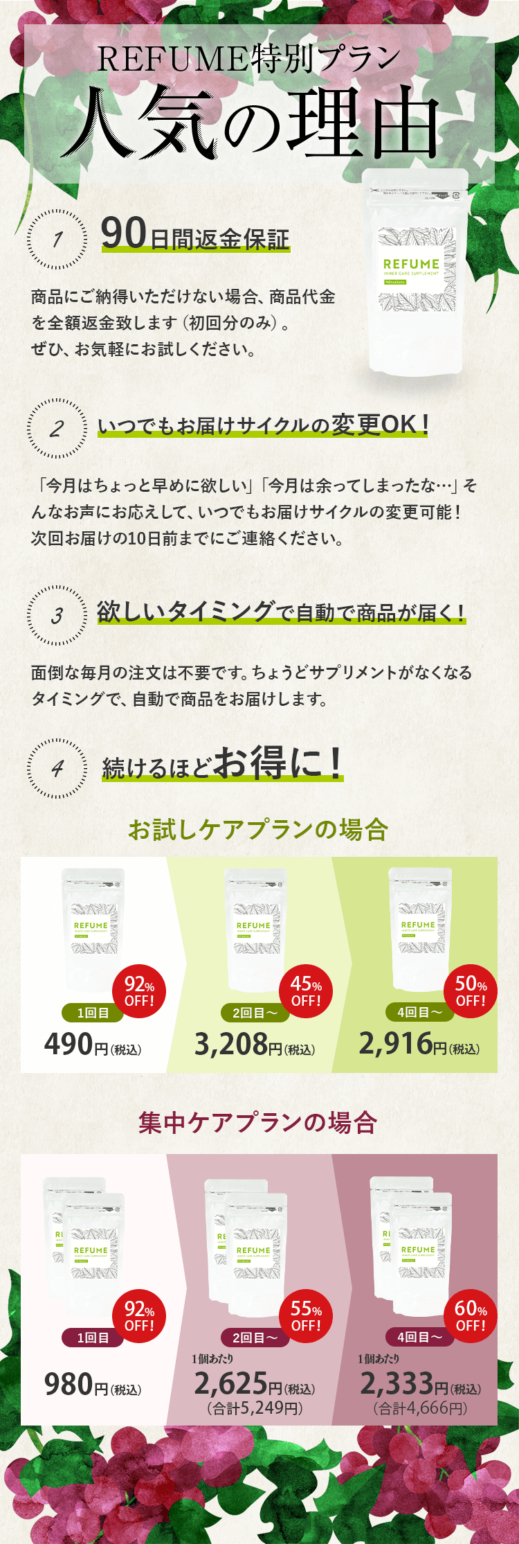 REFUME特別プラン 人気の理由